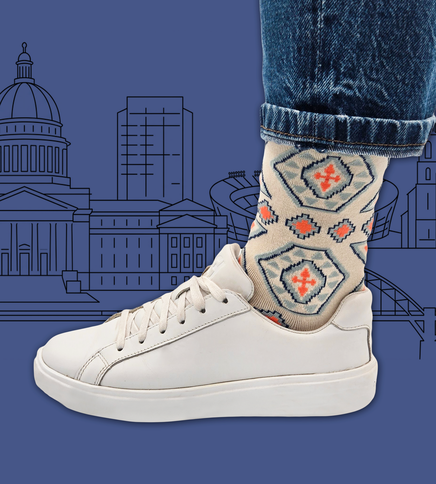 Pakhlava - Designer Cotton Statement Socks Inspired by Kilim Flower Motif