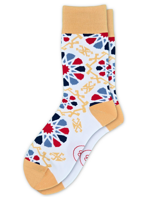 Shebeke White – Designer Cotton Socks Inspired by Vibrant Glass Artistry