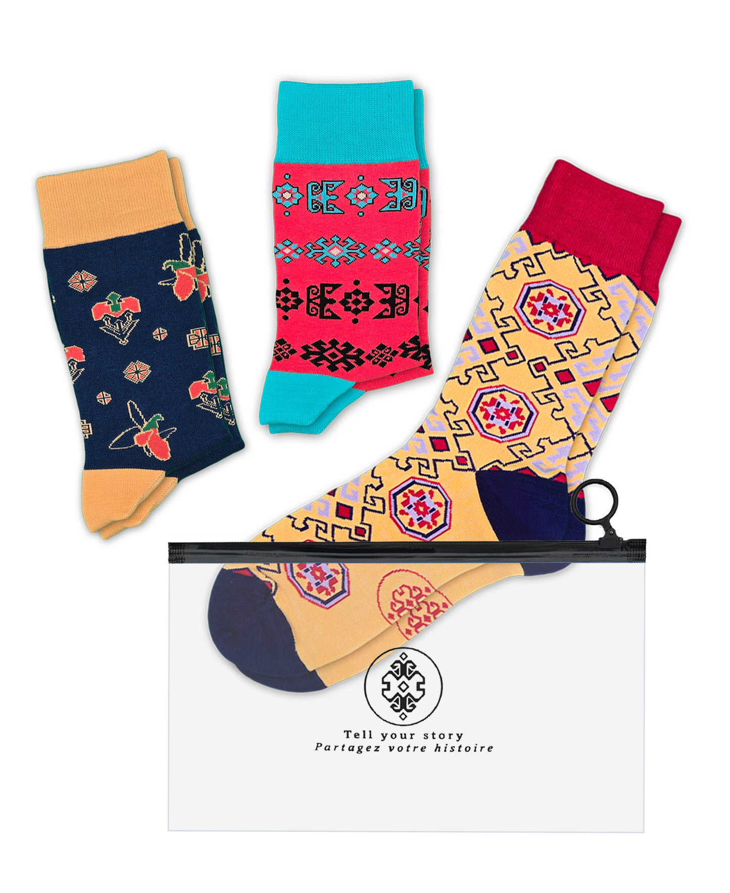 3-Pack Designer Cotton Sock Bundle - Karabakh, Alov & Nar