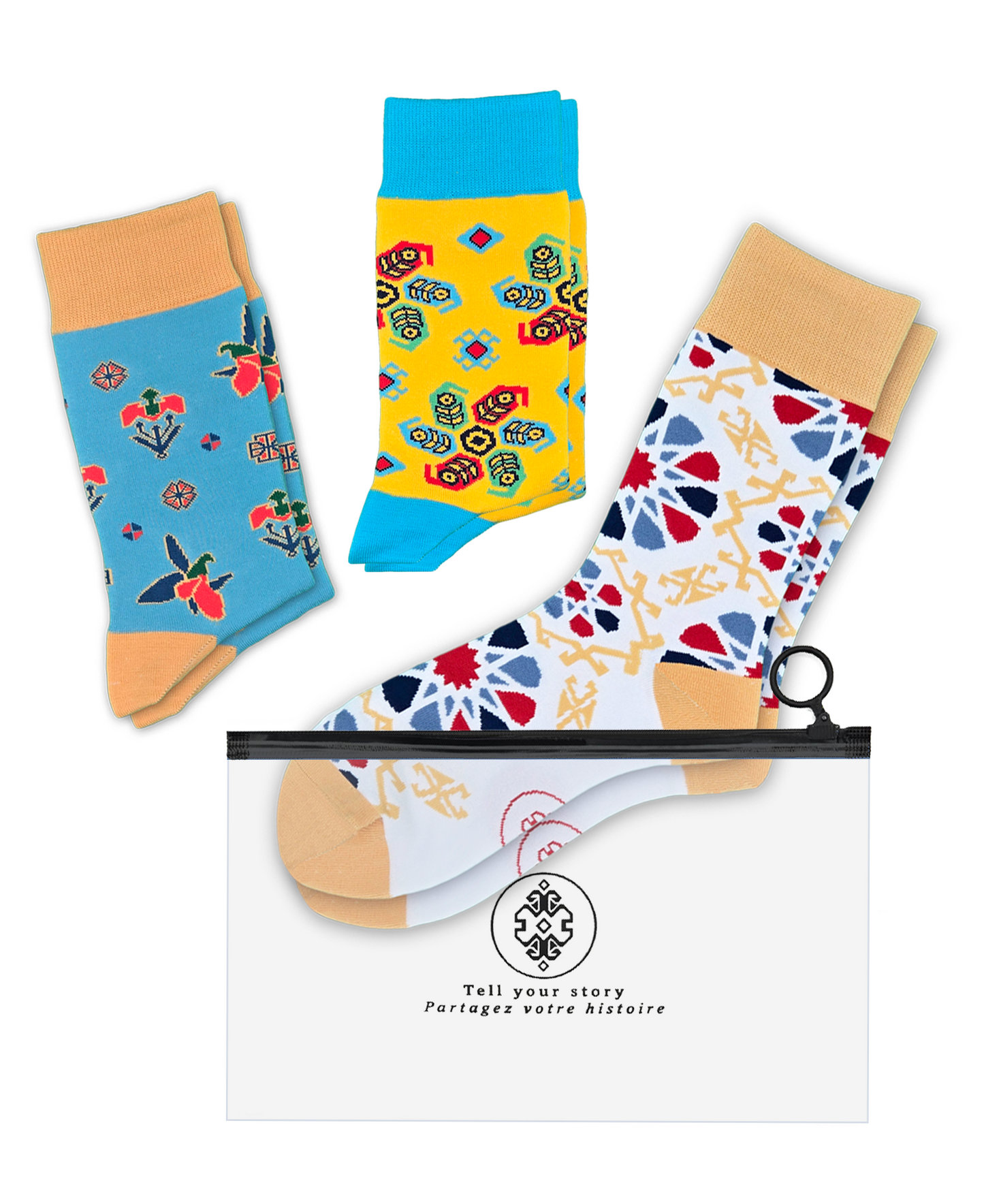 3-Pack Designer Cotton Sock Bundle - Karabakh, Buta & Shebeke