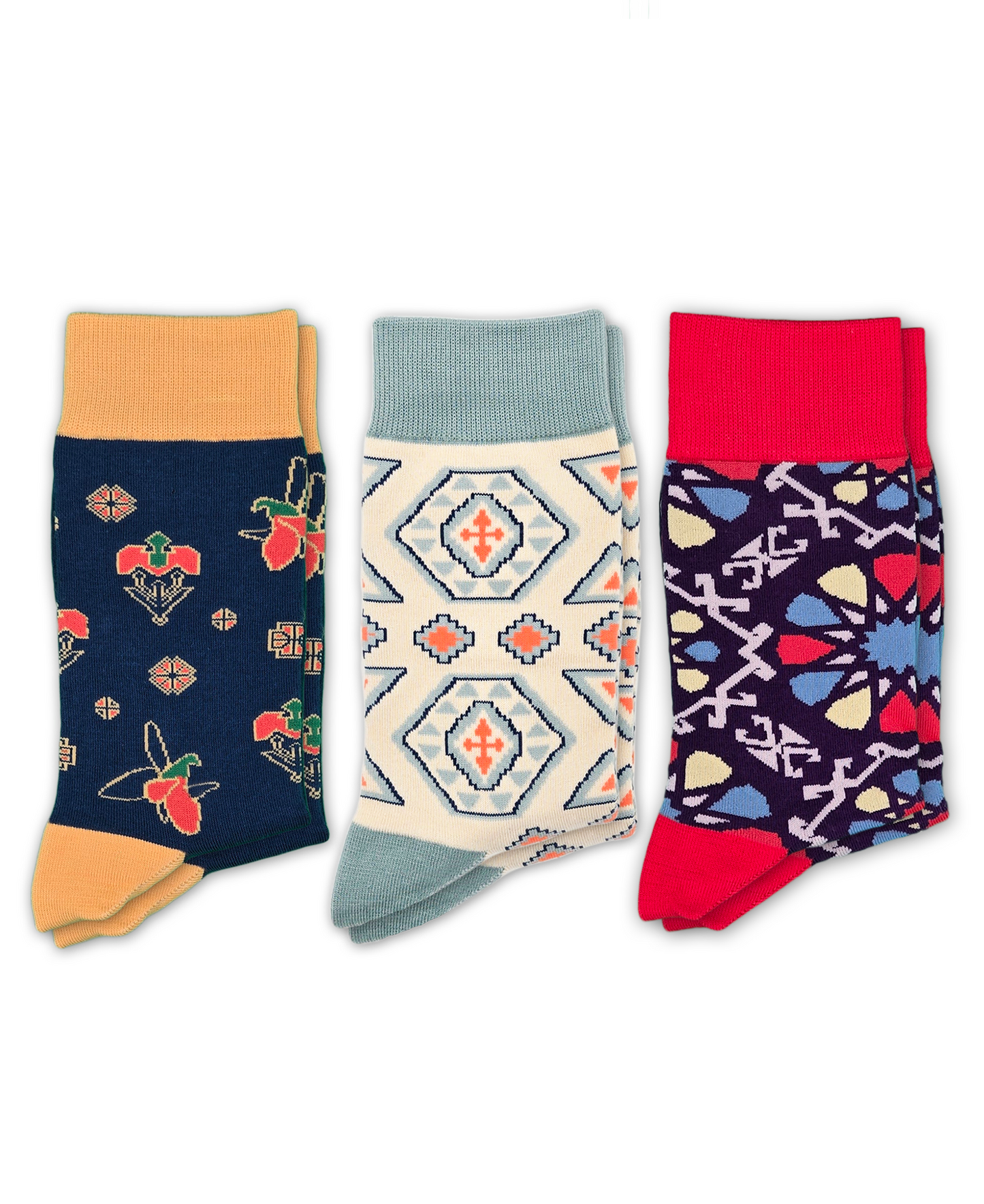 3-Pack Designer Cotton Sock Bundle - Karabakh, Pakhlava & Shebeke