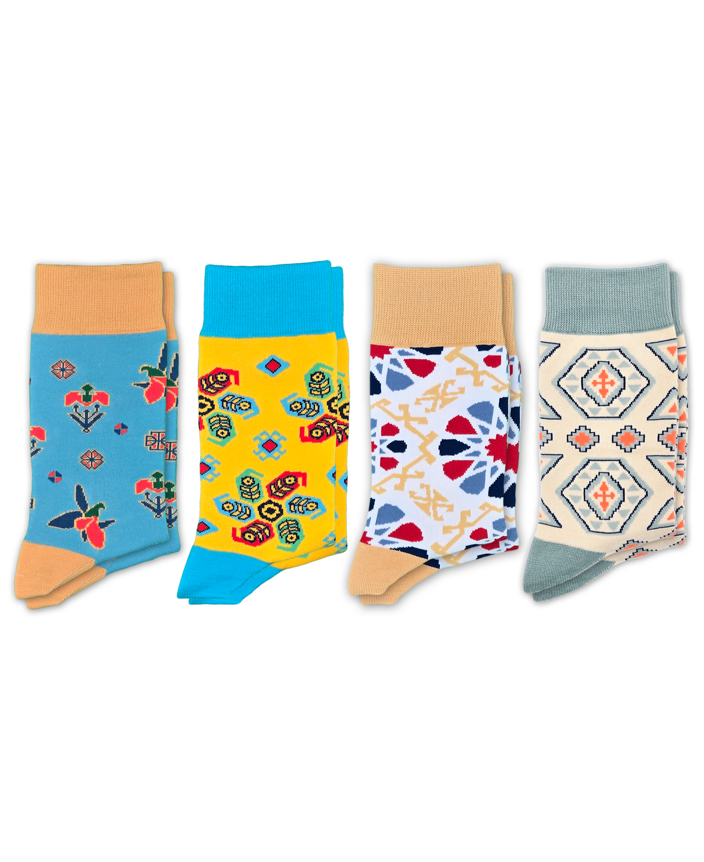 4-Pack Designer Cotton Sock Bundle – Buta, Karabakh, Shebeke and Pakhlava