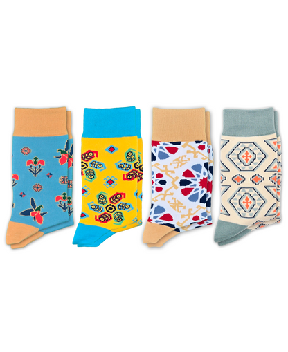 4-Pack Designer Cotton Sock Bundle – Buta, Karabakh, Shebeke and Pakhlava