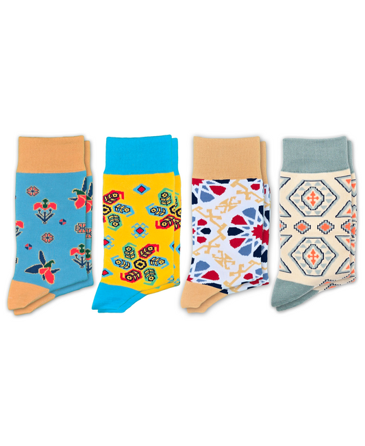4-Pack Designer Cotton Sock Bundle – Buta, Karabakh, Shebeke and Pakhlava