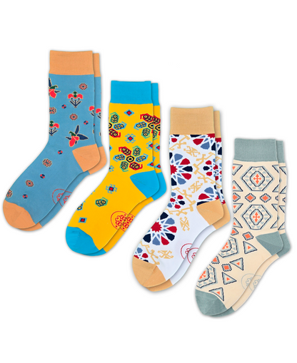 4-Pack Designer Cotton Sock Bundle – Buta, Karabakh, Shebeke and Pakhlava