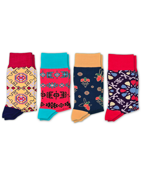 4-Pack Designer Cotton Sock Bundle – Nar, Alov, Karabakh & Shebeke