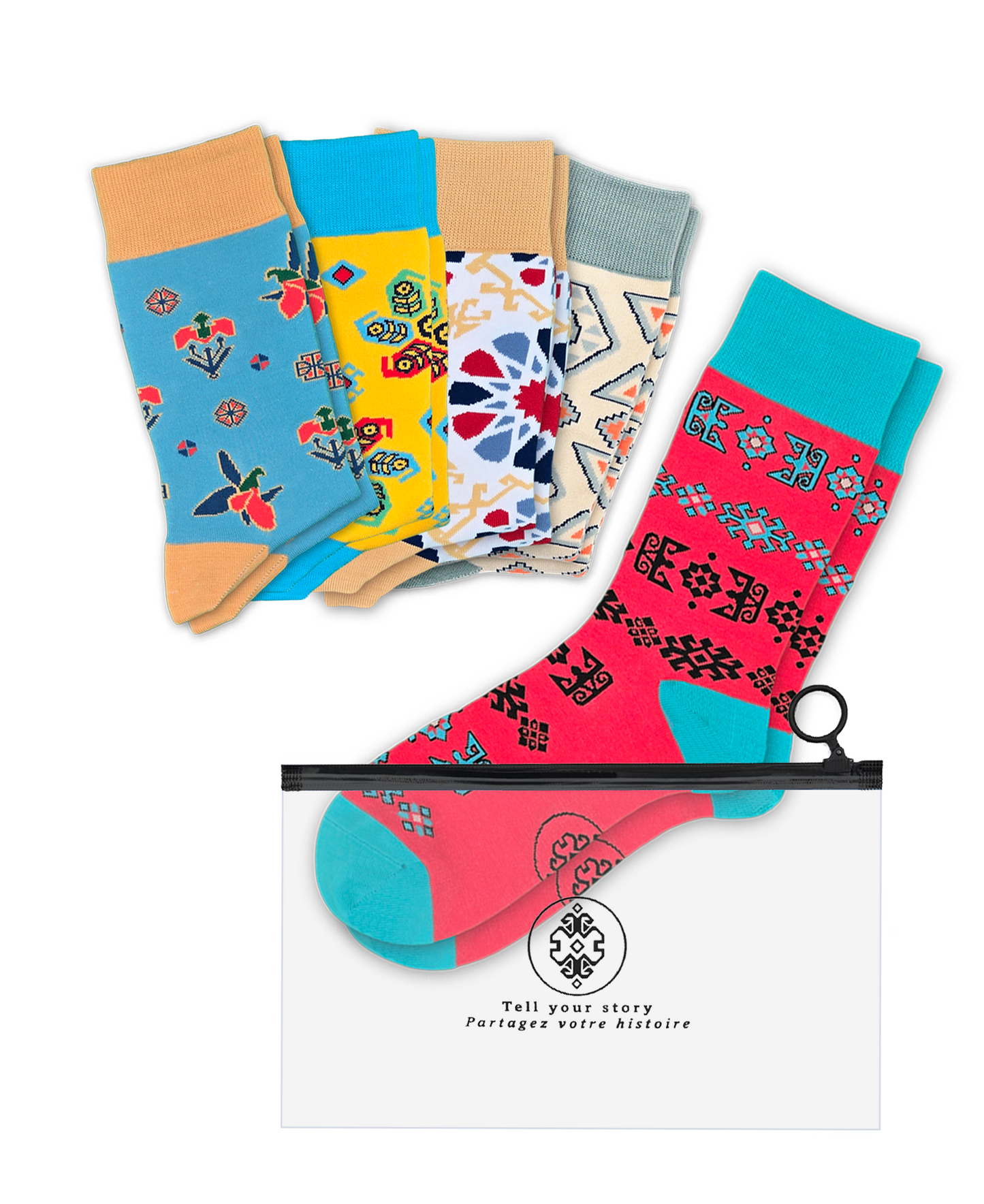 5-Pack Designer Cotton Sock Bundle – Karabakh, Pakhlava, Alov, Shebeke & Buta