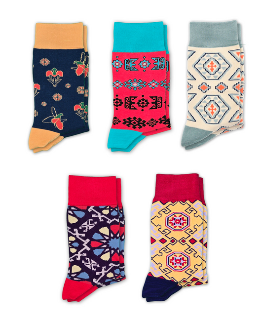 5-Pack Designer Cotton Sock Bundle – Karabakh, Alov, Pakhlava, Shebeke & Nar