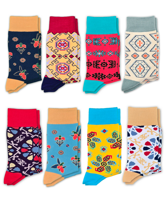 8-Pack Designer Cotton Socks - Heritage Bundle