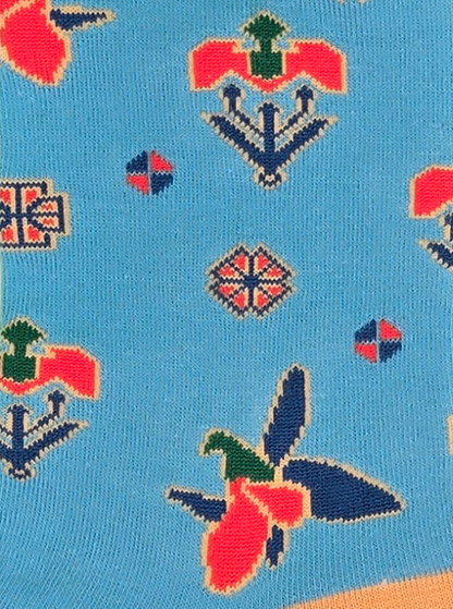 Karabakh Blue – Designer Cotton Socks Inspired by the Khari Bulbul Flower. A Testament to Love and Transformation.