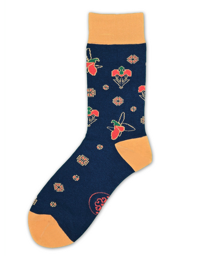 Karabakh Navy – Designer Cotton Socks Inspired by the Khari Bulbul Flower. A Testament to Love and Transformation.
