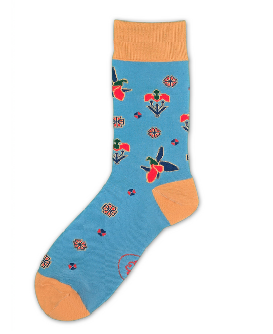 Karabakh Blue – Designer Cotton Socks Inspired by the Khari Bulbul Flower. A Testament to Love and Transformation.