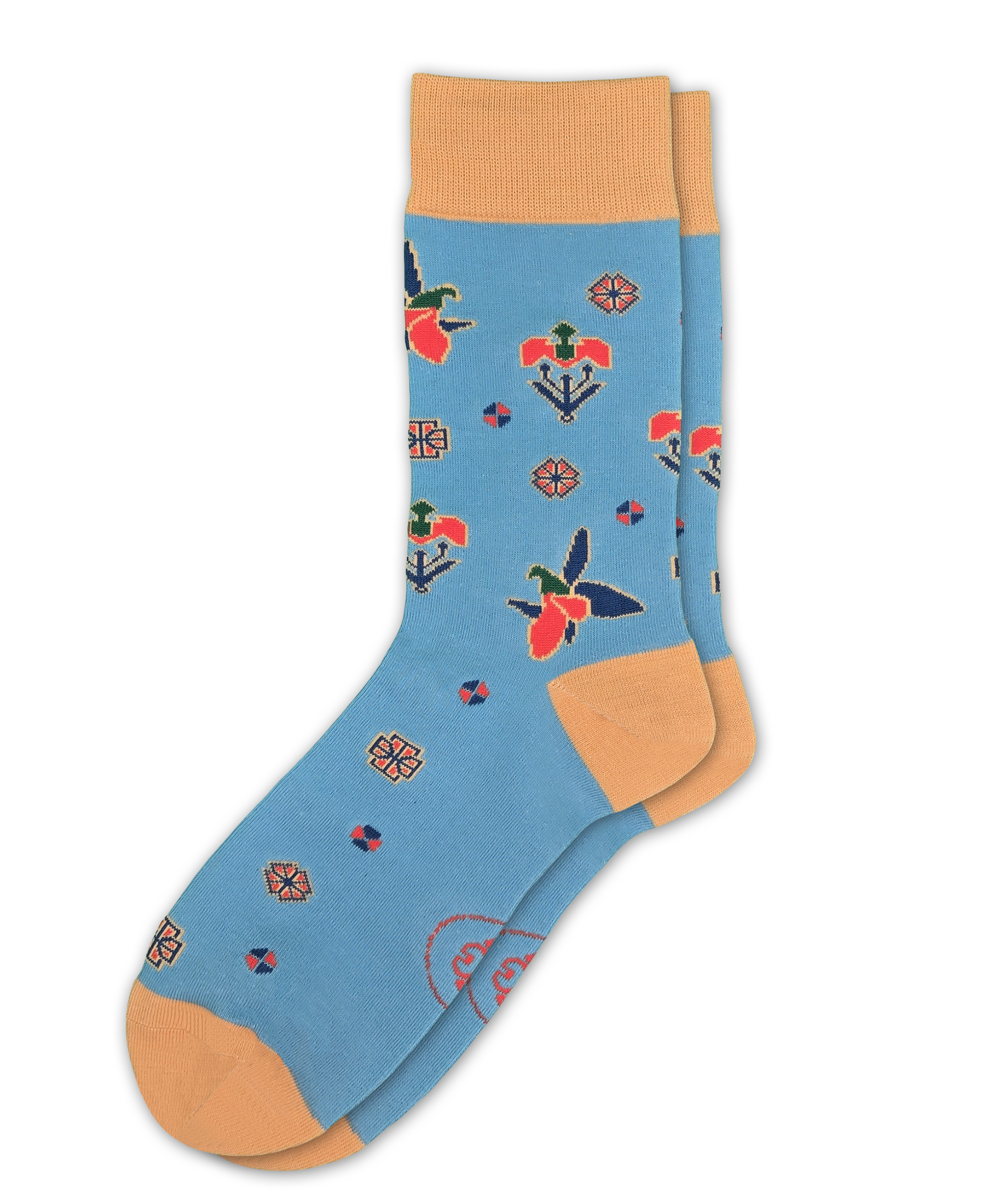 Karabakh Blue – Designer Cotton Socks Inspired by the Khari Bulbul Flower. A Testament to Love and Transformation. - JorabChic Socks and Accessories