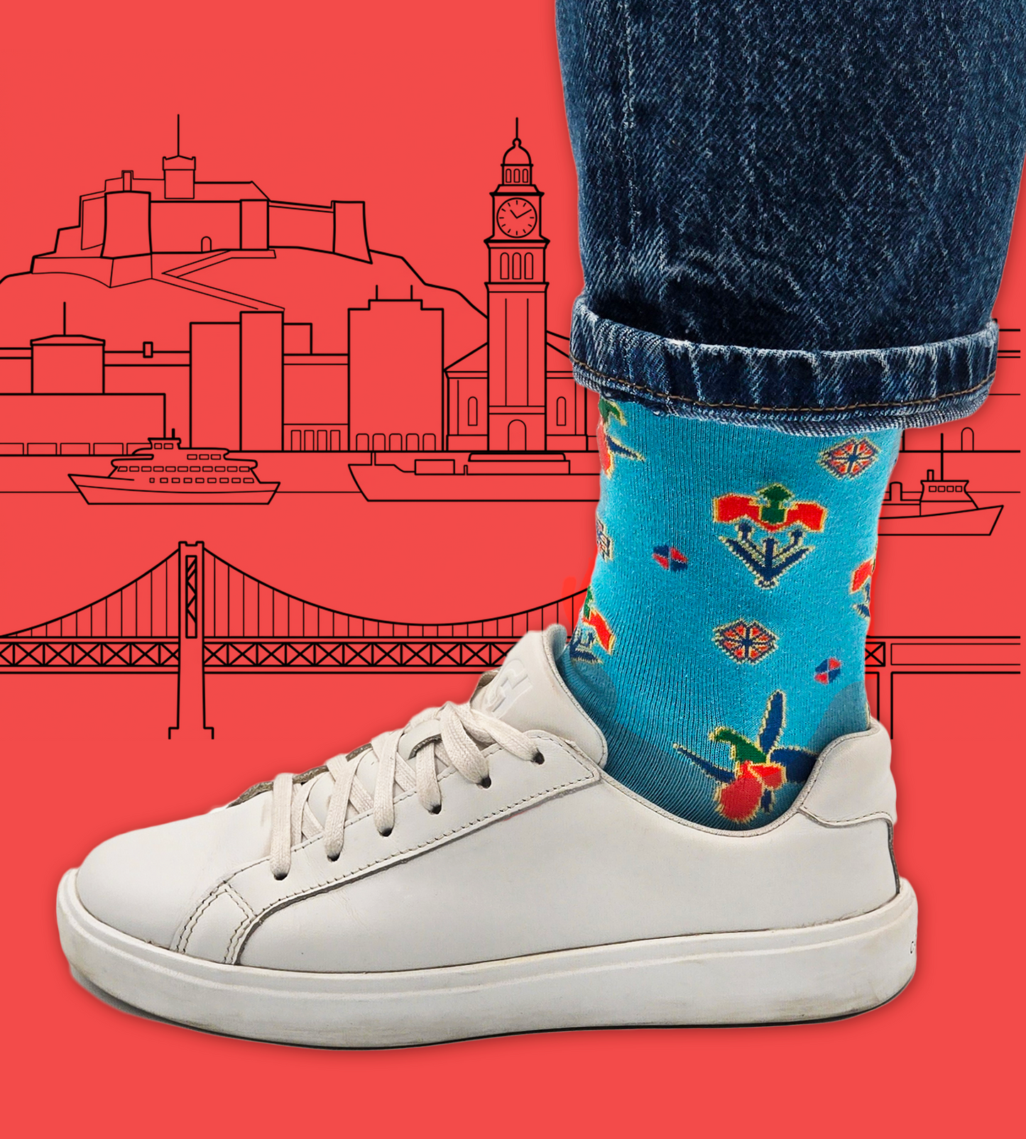 Karabakh Blue – Designer Cotton Socks Inspired by Khari Bulbul Flower