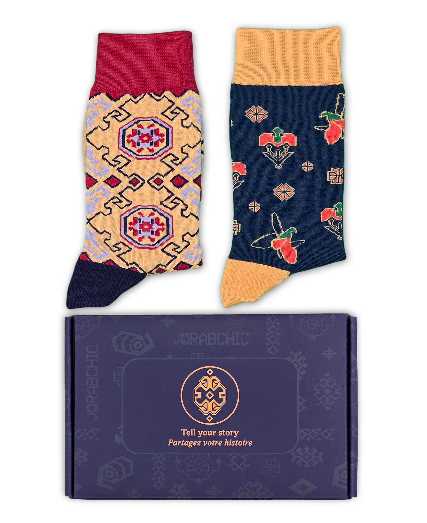 Gift Box Khazar Bundle - Designer Cotton Socks. Refined elegance with a touch of contrast.