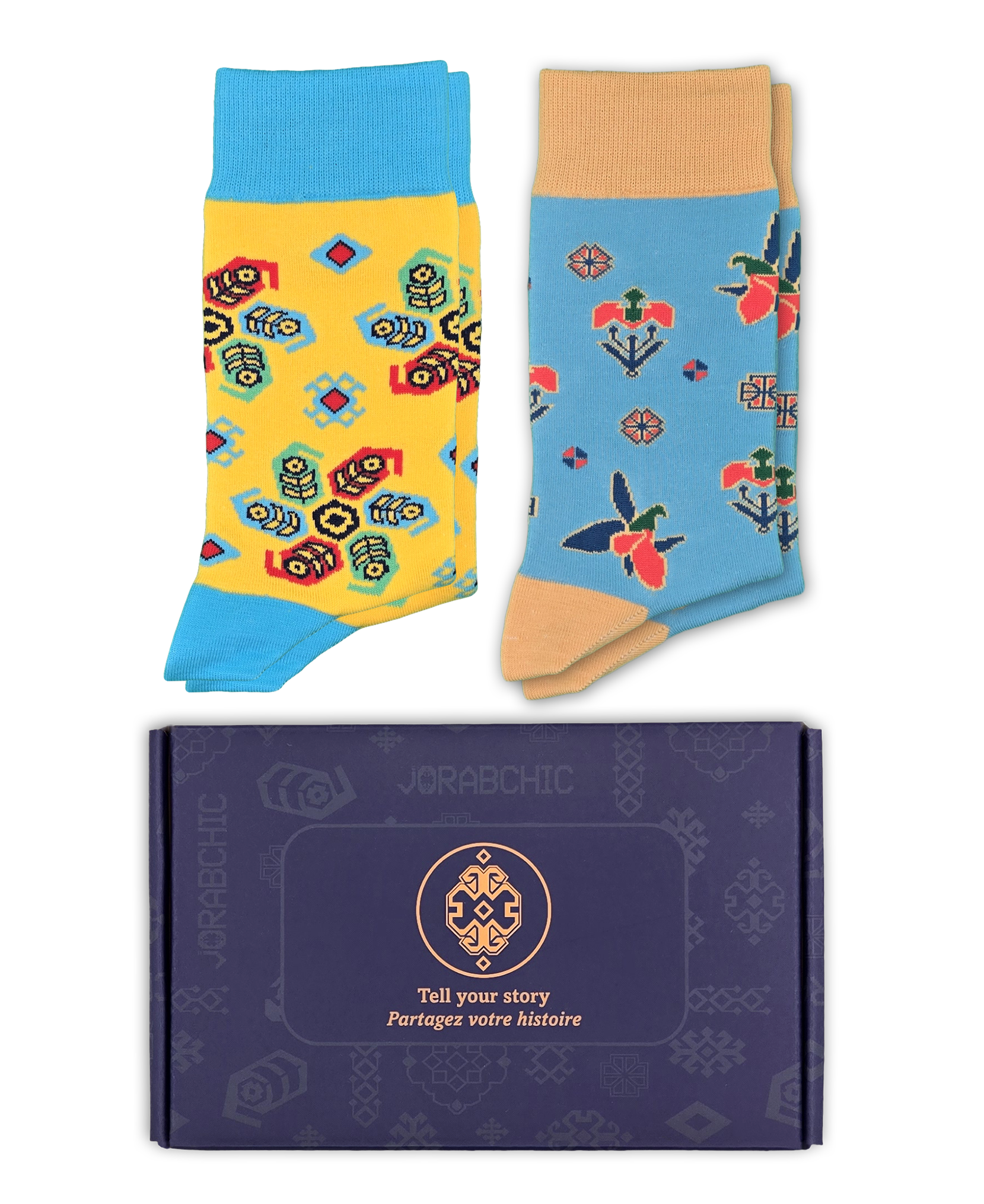 Gift Box Mirvari Bundle - Designer Cotton Socks. A bold statement with colours, craft, and character. - JorabChic Socks and Accessories