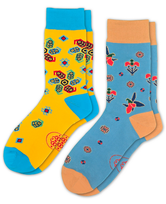 Gift Box Mirvari Bundle - Designer Cotton Socks. A bold statement with colours, craft, and character. - JorabChic Socks and Accessories