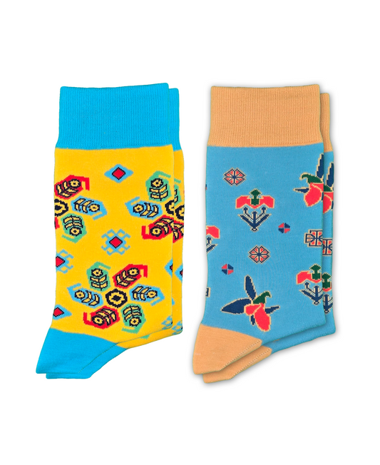 Mirvari Bundle - Designer Cotton Socks. A bold statement with colours, craft, and character. - JorabChic Socks and Accessories