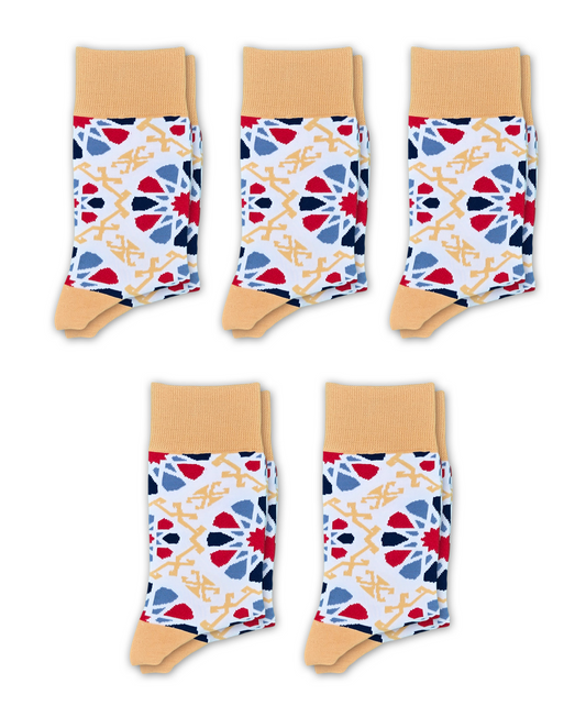 Shebeke White - 5-Pack Groomsmen Designer Cotton Sock Set