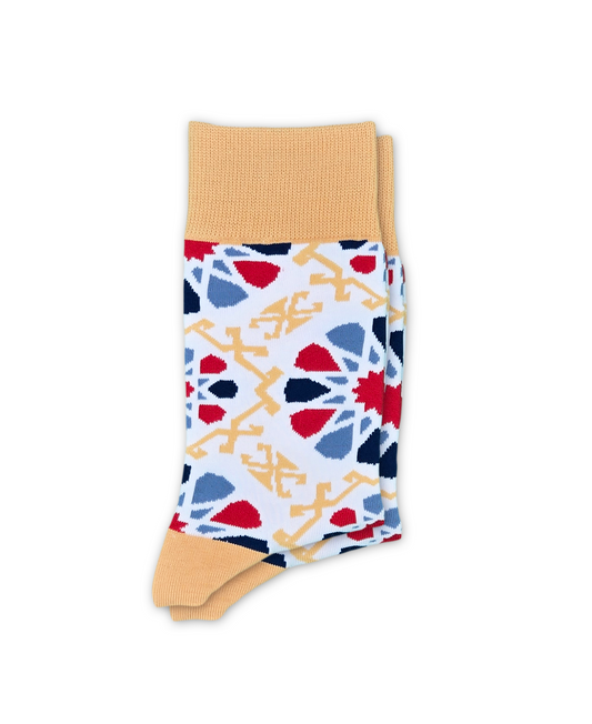 Shebeke White – Designer Cotton Socks Inspired by Vibrant Glass Artistry