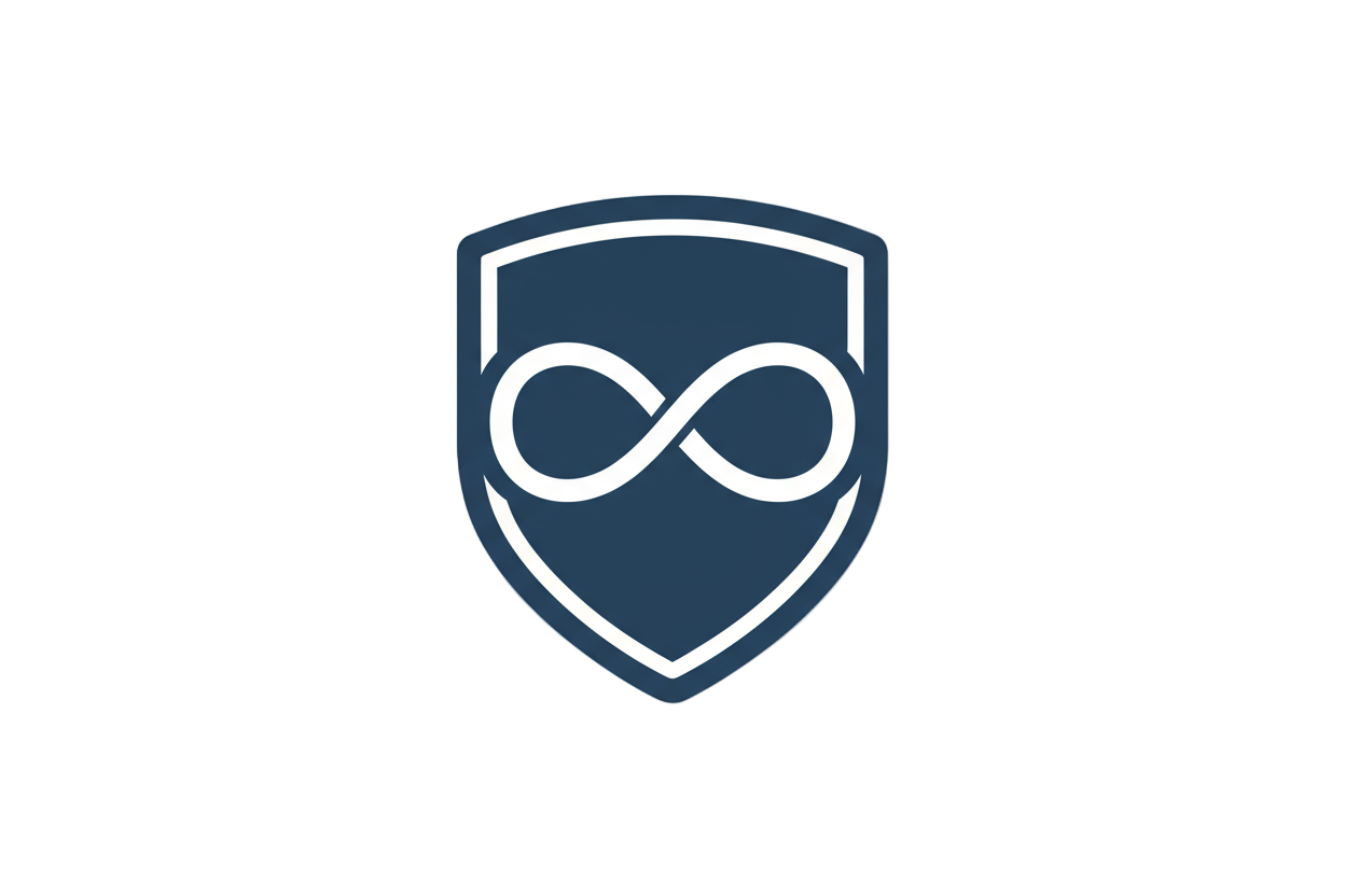 generate navy and white small symbol demosntrating lifetime guaranteewithout words